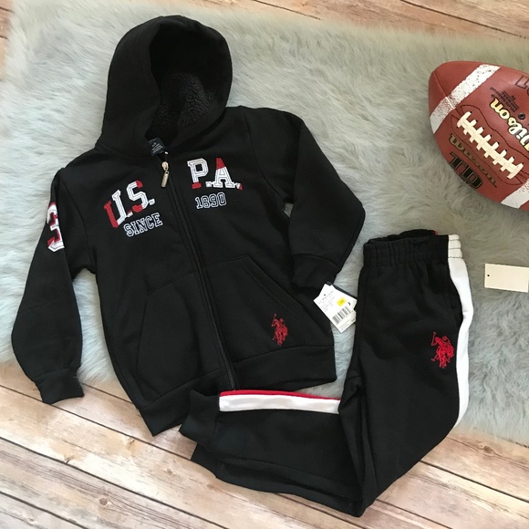 black and red jogging suit